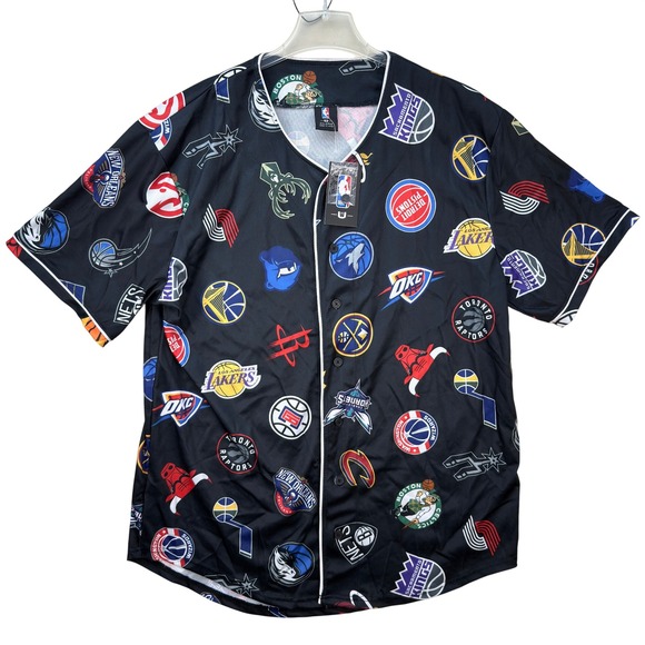 Ultra Game Other - NBA Basketball Jersey/Pajama Top Men 2XL Team Logos Short Sleeve Button Up